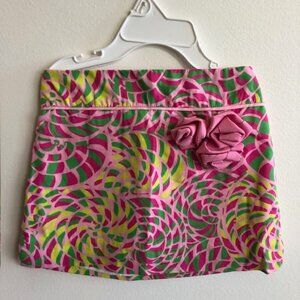 LILLY PULITZER Elastic Waist Skirt Lined Pink Green Geo Print Size 3